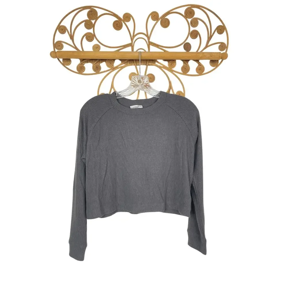 NEW Gap Teen gray soft ribbed long sleeve crop top girls 10 gray